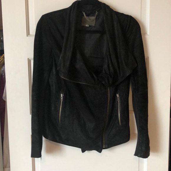 Muubaa Jackets & Blazers - Muubaa Goat Leather Drape Front Jacket